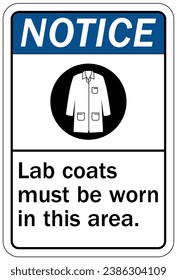 Wear lab coat safety sign and labels