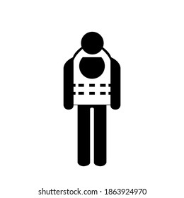 Wear Life Jacket Black Icon,Vector Illustration, Isolated On White Background Label. EPS10