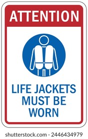Wear life jacket ring warning sign