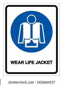 Wear Life Jacket Symbol Sign, Vector Illustration, Isolate On White Background Label .EPS10