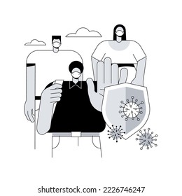Wear a mask abstract concept vector illustration. Virus spread prevention measures, social distance, exposure risk, coronavirus symptoms, personal protection, infection fear abstract metaphor.