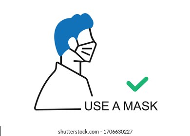 Tragen Sie ein Maskensymbol (blaue Version)   