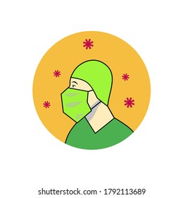 Tragen Sie ein Maskensymbol. Vektorbild. Virusverbreitung verhindern