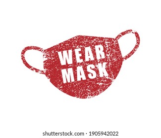 Wear Mask. No mask no entry. Protective medical mask icon shape. Epidemic, pandemic virus face mask logo symbol sign. Vector illustration image. Isolated on white background.