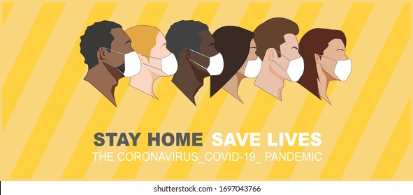 Wear a mask to prevent the spread of the coronavirus, covid-19. Stay home for save.