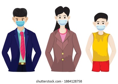 Wear a mask to prevent viruses vector design