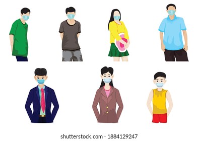 Wear a mask to prevent viruses vector design