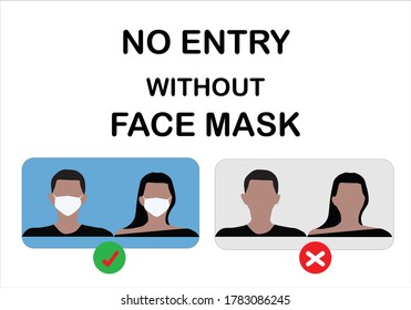 Wear mask sign. Face covering sign and symbol. No entry without face mask.