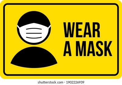 Wear mask sign vector logo. Facemask signage corona virus notice