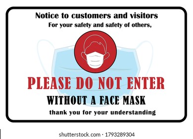 Wear mask sign. Wearing mask sign. The mandatory sign for wearing mask. Face covering symbol. The wear mask sign for business. Face covering notice signs. Wearing masks. Masks required.