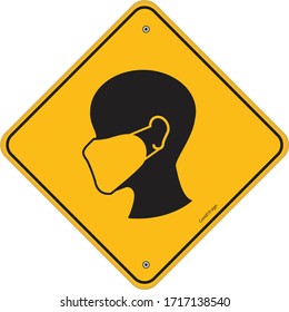 wear mask sign,campaign sign for Prevention of Coronavirus (Covid-19).People wearing masks to prevent disease, flu, air pollution, contaminated air, world pollution.