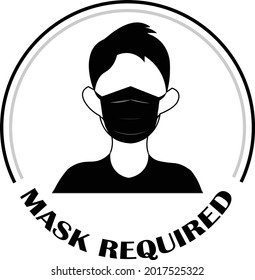 Tragen Sie die Maske beim Singen. Maske erforderlich. Gesichtsbedeckungssymbol. Maskensymbol. Das obligatorische Zeichen für die Tragemaske.
