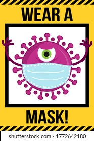 Wear a mask - STOP coronavirus (2019-ncov) Funny awareness lettering poster Covid-19. Coronavirus outbreak. Novel coronavirus. Get well concept.