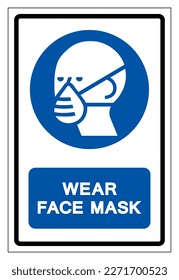 Wear Mask Symbol Sign, Vector Illustration, Isolate On White Background Label. EPS10