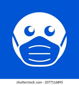 Wear a Mask Warning Sign Showing a Face with a Facemask Icon. Vector Image.