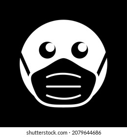 Wear a Mask Warning Sign Showing a Face with a Facemask Icon. Vector Image.