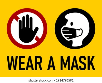 Wear a Mask Warning Sign. Vector Image.