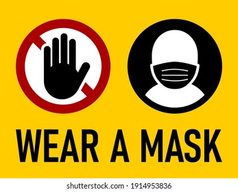 Wear a Mask Warning Sign. Vector Image.