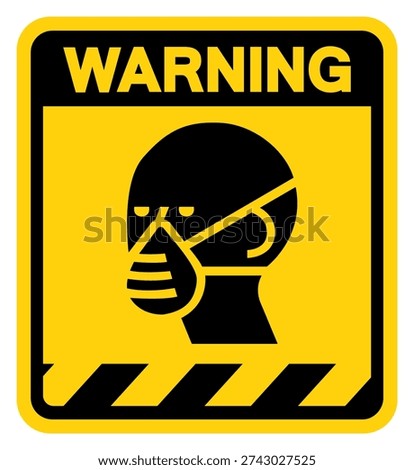 Wear Mask Warning Sign, Vector Illustration, Isolate On White Background Label.EPS10