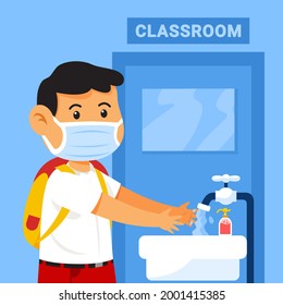 Wear mask and washing hands before entering the classroom to prevent the flu infection.