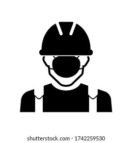 wear mask worker icon on white background