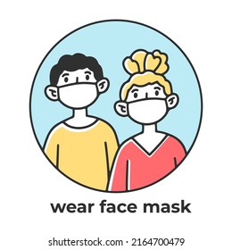 Wear a medical face mask. Coronavirus prevention tip. Doctor presenting list of measures to stop corona virus spreading. Vector illustration for ncov-2019 protection
