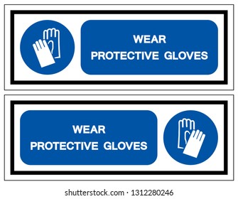 Wear Protective Gloves Symbol Sign, Vector Illustration, Isolate On White Background Label .EPS10