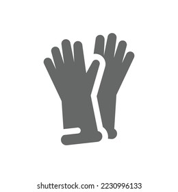 Wear protective gloves vector icon. Rubber cleaning gloves filled symbol.
