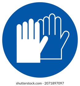 Wear protective gloves vector sign isolated on white background, wear gloves warning symbol