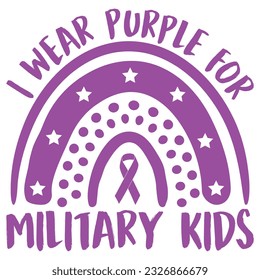 I Wear Purple For Military Kids