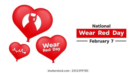 Wear Red Day. Heart, and more. Great for cards, banners, posters, social media and more. White  background. 