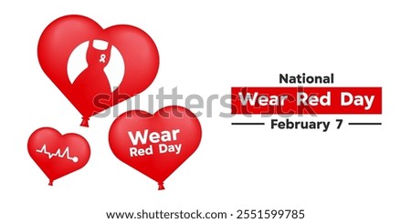 Wear Red Day. Heart, and more. Great for cards, banners, posters, social media and more. White  background. 