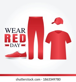 Wear Red Day Vector Illustration. Suitable for greeting card poster and banner
