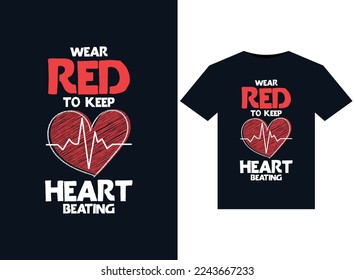 Tragen Sie rote Illustrationen für das Beharren von Herzbefeuerungen für druckfertiges T-Shirts-Design auf