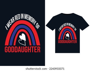 Uso rojo en memoria de las ilustraciones de la diosa para el diseño de camisetas listas para imprimir