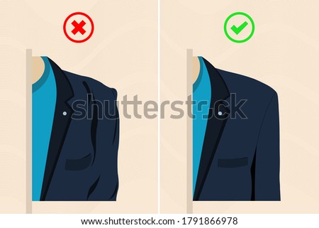 Wear the right jacket. Properly use jacket. Concept different vector design use and don't use jacket.