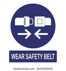 Wear safety belt icon in a circle on navy blue background.