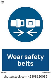 Wear safety belts signs symbols standard iso 7010