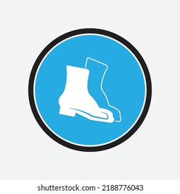 Wear Safety Footwear. Protective Safety Boots Must Be Worn, Mandatory Sign, Vector Illustration.