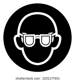 Wear Safety Glasses Must Be Worn Symbol Sign, Vector Illustration, Isolated On White Background Label. EPS10