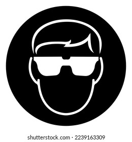 Wear Safety Glasses Must Be Worn Symbol Sign, Vector Illustration, Isolated On White Background Label. EPS10