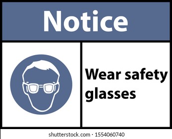 Wear safety glasses. sign. Vector illustration. EPS 10