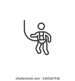 Wear Safety Harness line icon. linear style sign for mobile concept and web design. Mandatory action sign outline vector icon. Symbol, logo illustration. Pixel perfect vector graphics