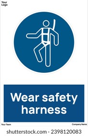 Wear safety harness signs symbols standard iso 7010