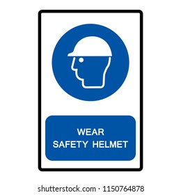 Wear Safety Helmet Symbol Sign, Vector Illustration, Isolate On White Background, Label .EPS10