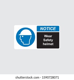 Wear a Safety Helmet Vector Illustration Sign.