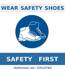 Wear safety shoes, safety first vector icons