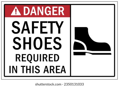 Wear safety shoes sign and label