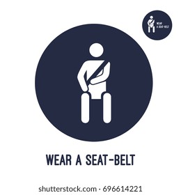 wear seat belt icon, vector pictogram.