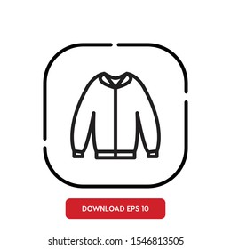 Wear symbol, jacket outline vector icon